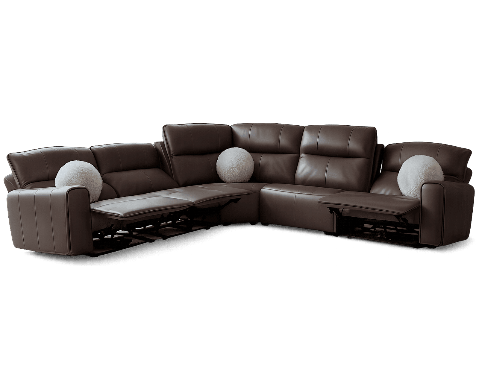 Tramonti Five Piece Power Headrest Power Lay Flat Italian Leather Reclining Sectional - Italian Leather Luxury, Power Headrest Comfort - Image 2