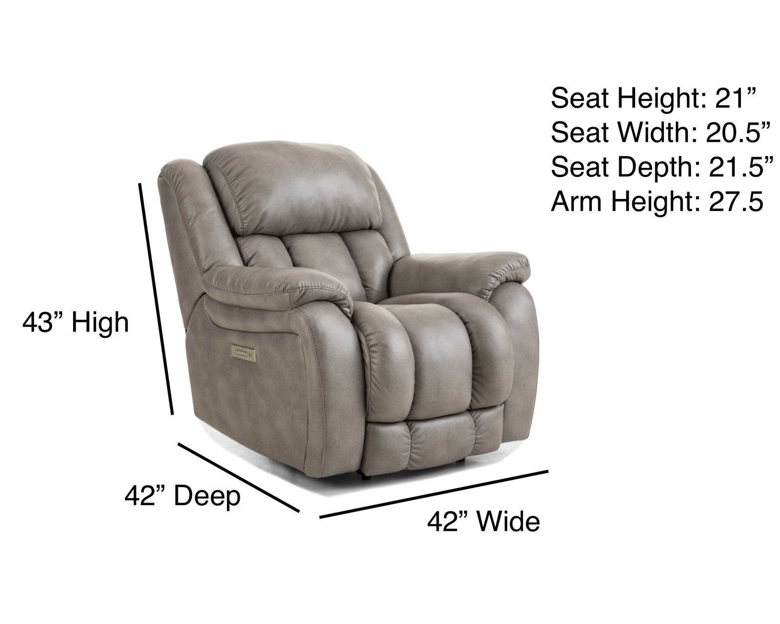 Global 91" Zero Gravity Triple Power Reclining Sofa Smoke (In stock) - Image 10