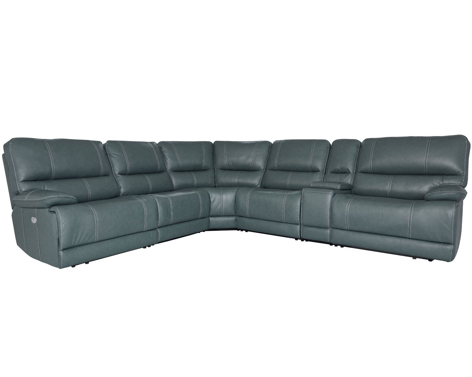 Shelby Power Headrest Power Reclining Sectional in Cabrera Azure (Faux Leather)