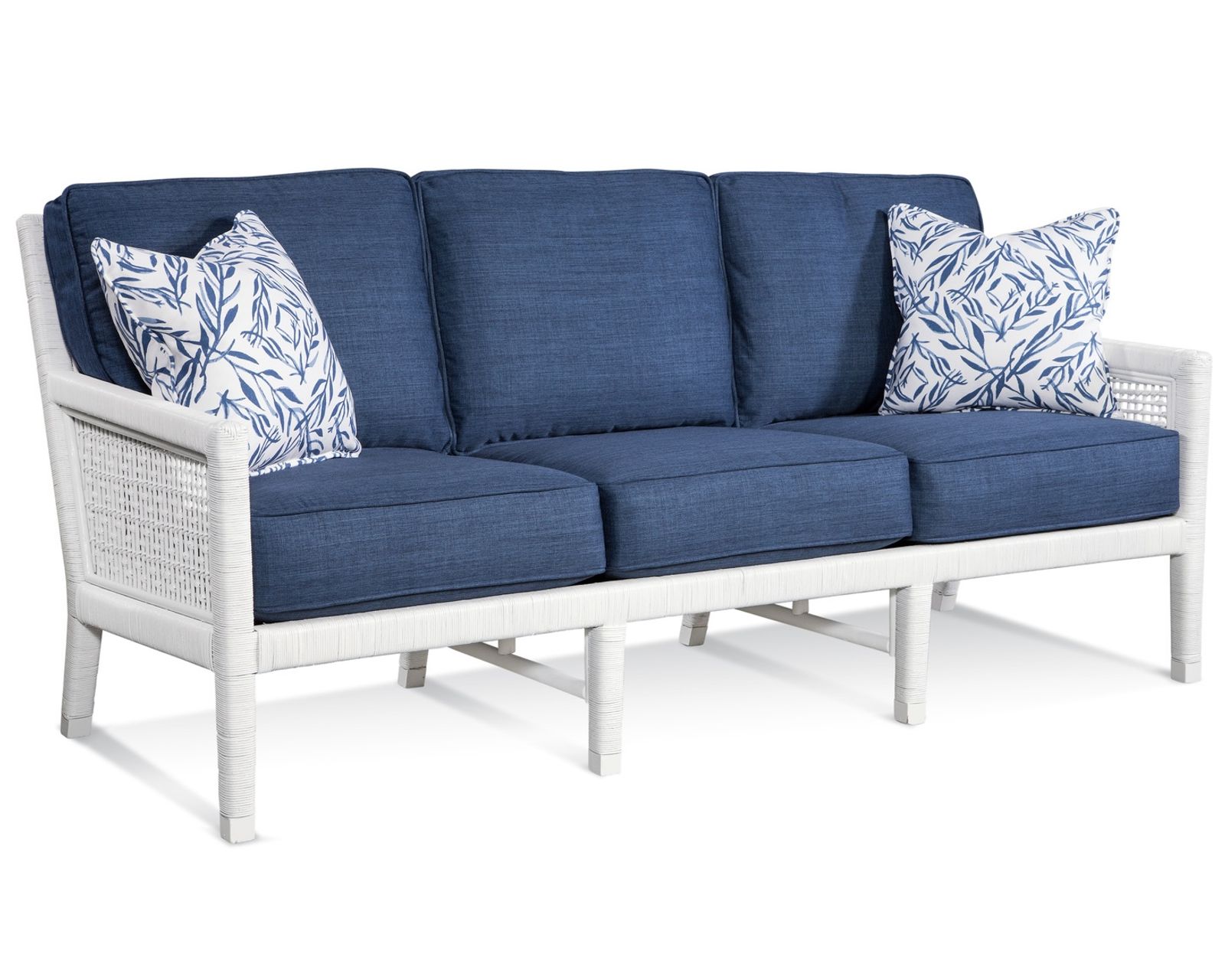 Pine Isle 76" Rattan Sofa Blue (+28 finishes +69 fabrics)
