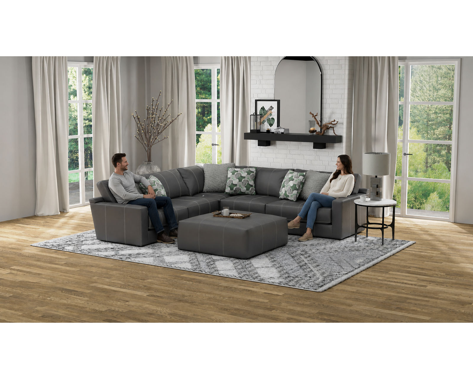 Minori Modular Leather Sectional (includes pillows (2 colors) - Image 12