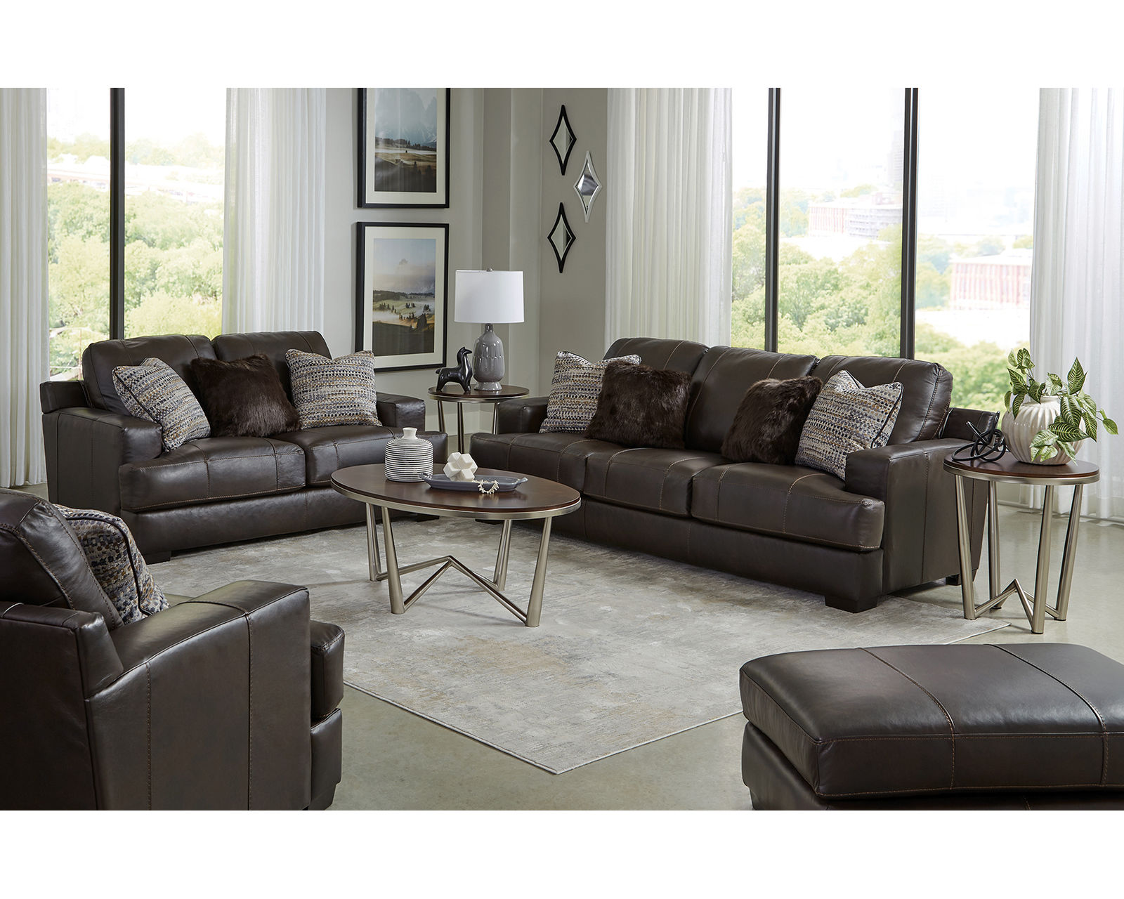 Marco 92" Top Grain Leather Touch Sofa (Includes pillows) Chocolate - Image 5