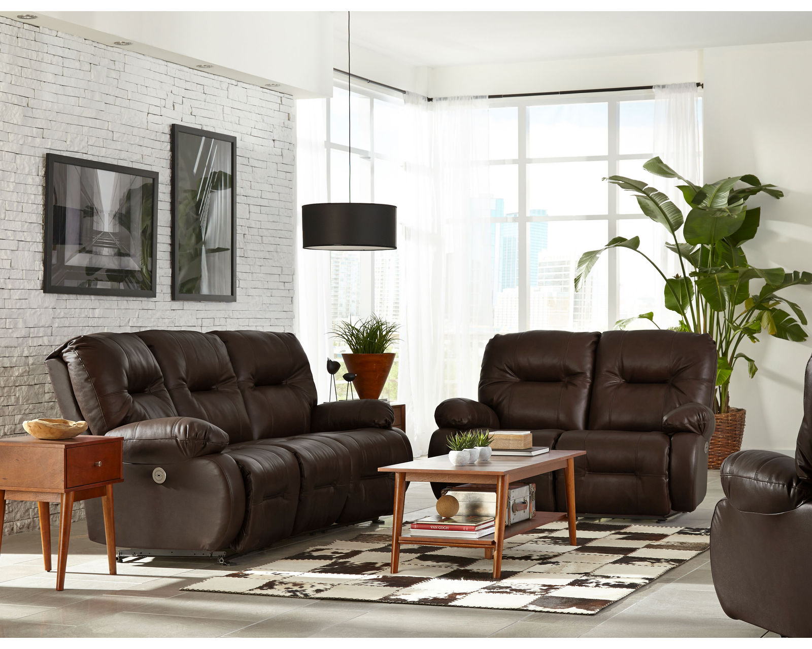 Brinley Double Reclining Leather Console Loveseat (+30 leathers) - Image 11