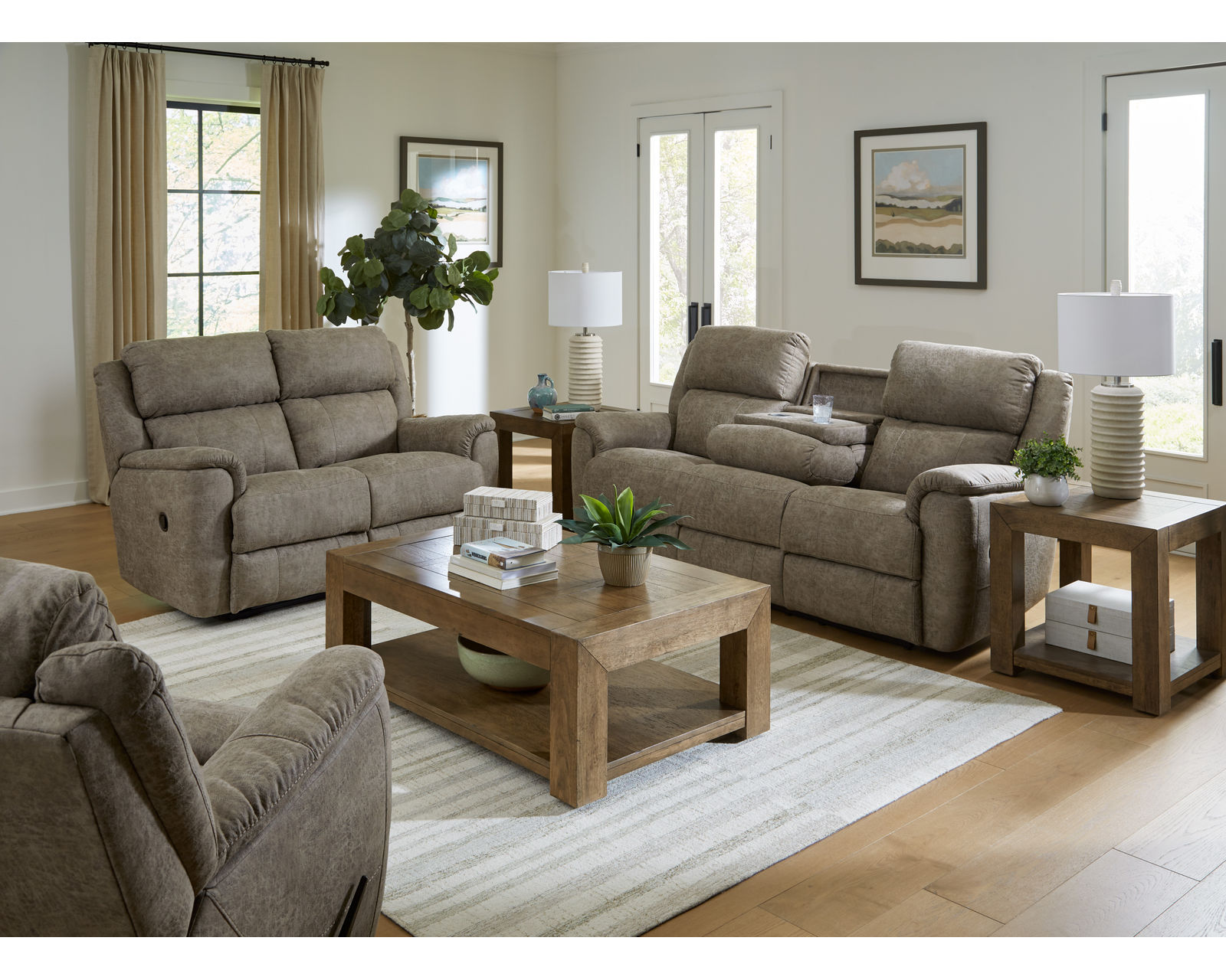 Laurel 88" Double Reclining Sofa Tan (In stock) - Image 7
