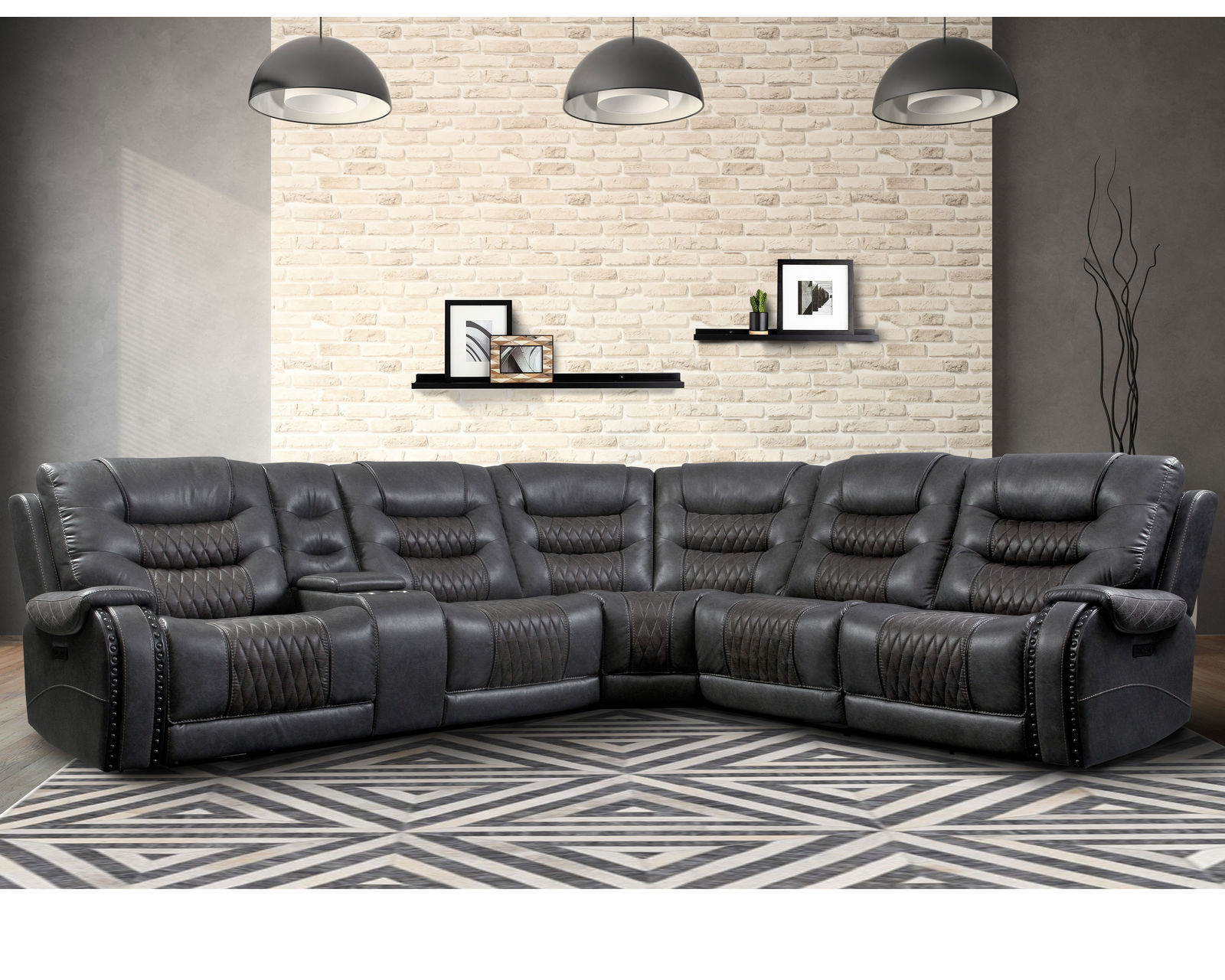 Outlaw Stallion Power Headrest Power Reclining Sectional (Faux Leather) - Image 3