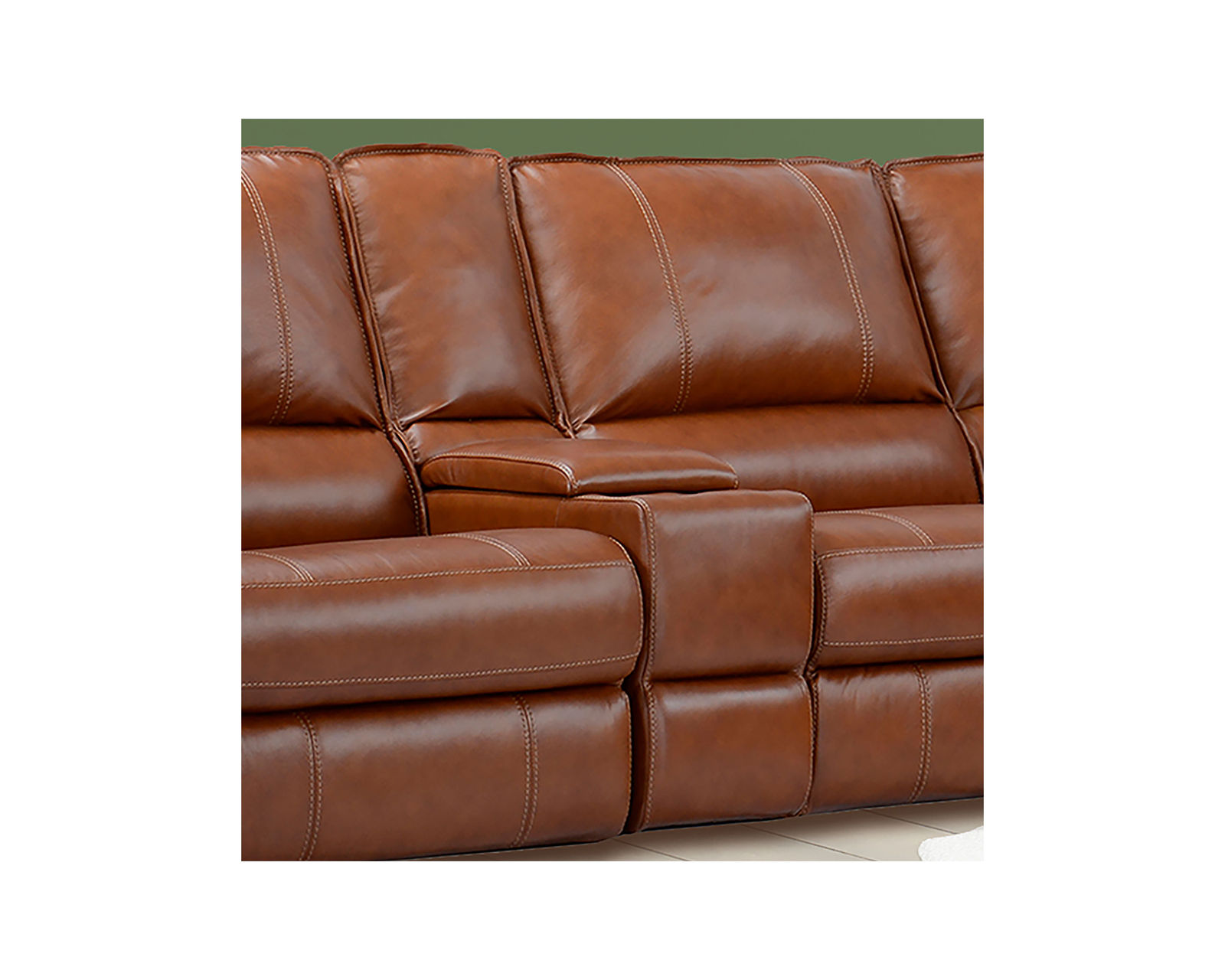 Rockford Top Grain Leather Power Reclining Sectional (Saddle) - Image 9
