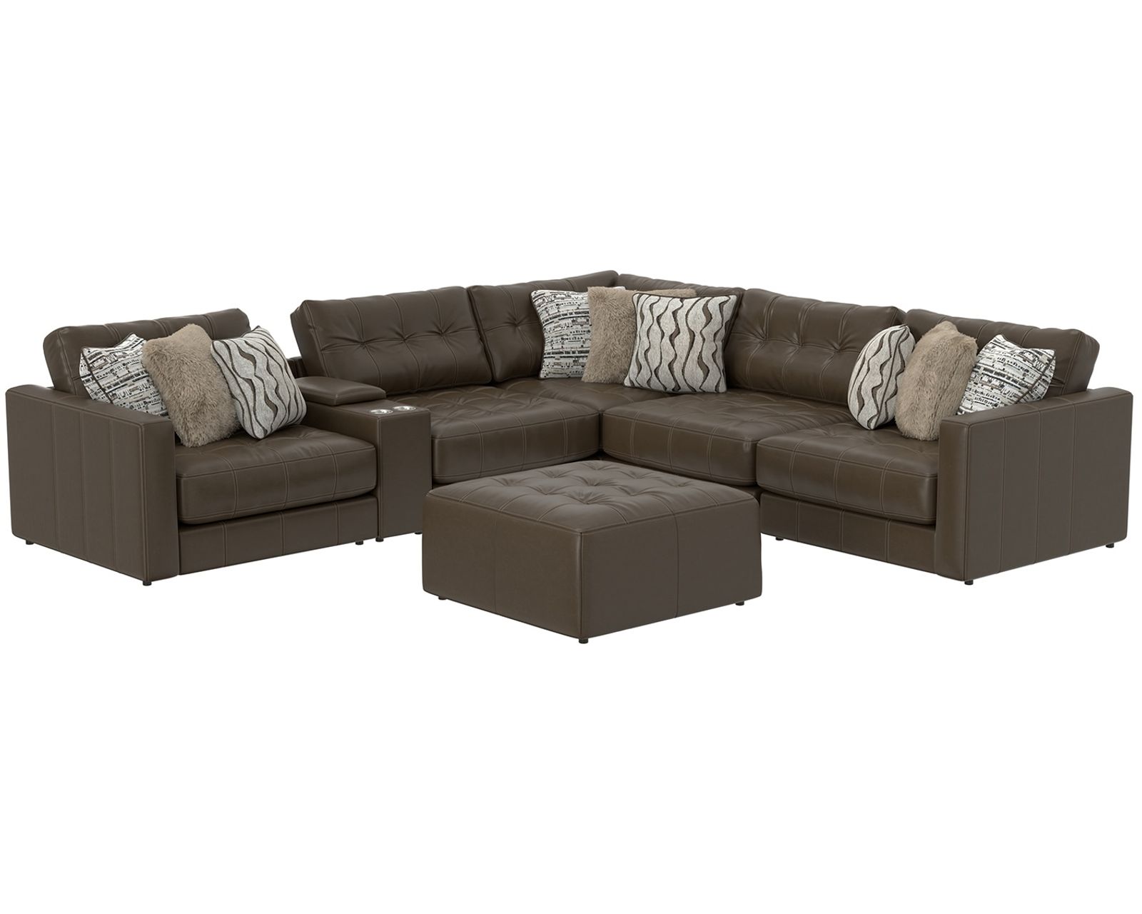 Siena Modular Top Grain Leather Sectional (includes pillows)